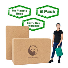 Load image into Gallery viewer, Slim Panda Cork Yoga Blocks, 3x6x9 inch -2 Pcs With Cover Bag