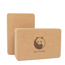 Load image into Gallery viewer, Slim Panda Cork Yoga Blocks, 3x6x9 inch -2 Pcs With Cover Bag