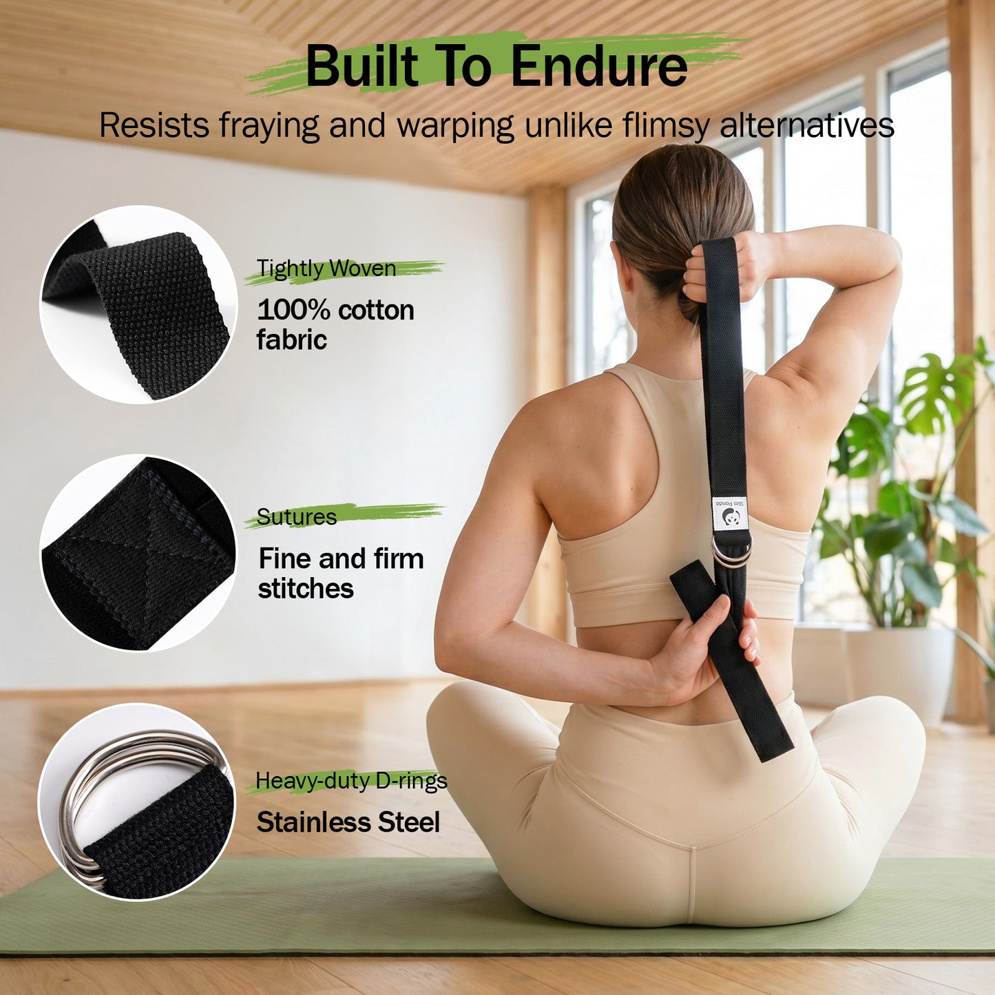 Enhance Your Yoga & Pilates: Slim Panda Cotton Stretching Strap