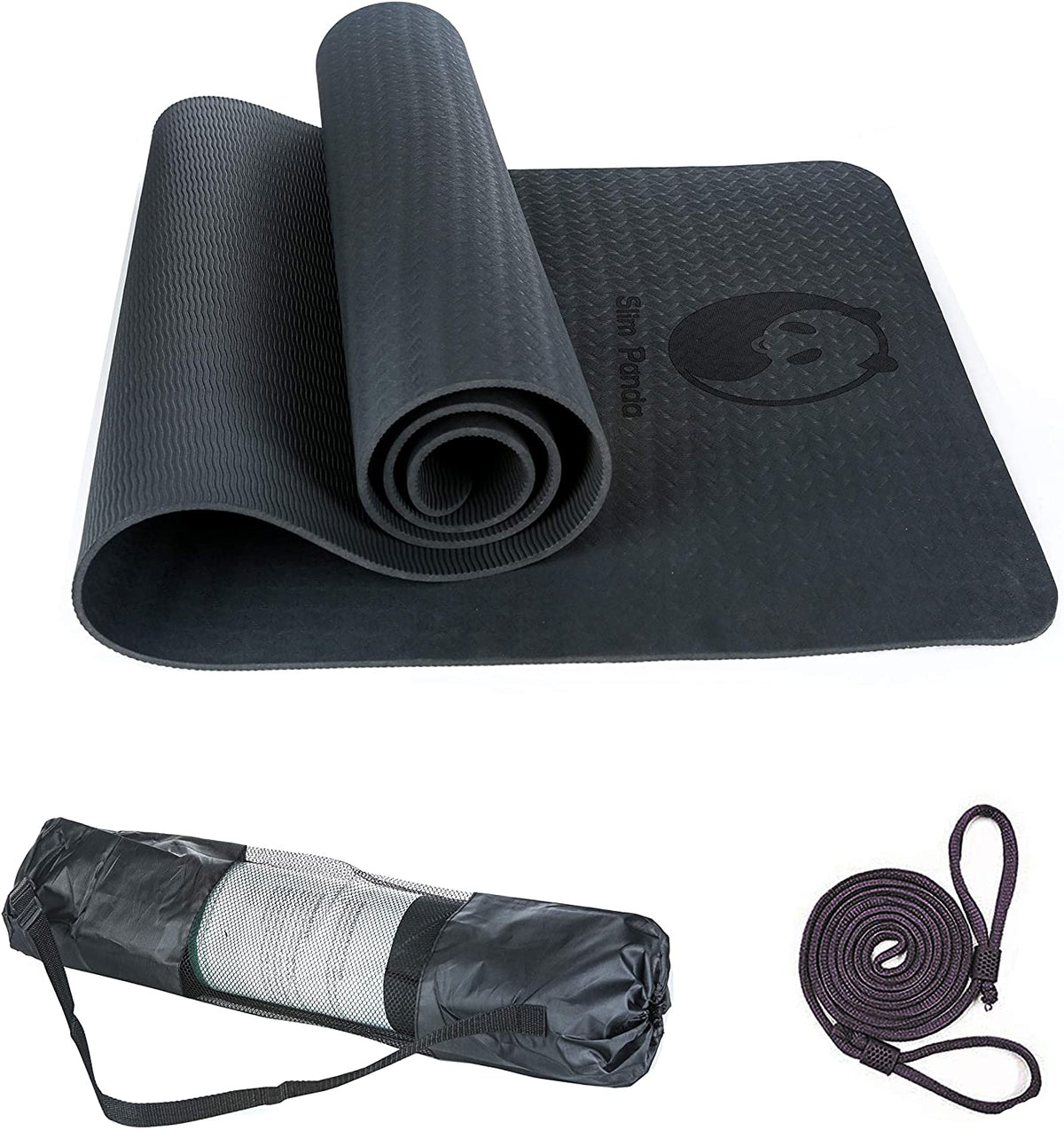 Slim Panda Non Slip Yoga Mat-Black